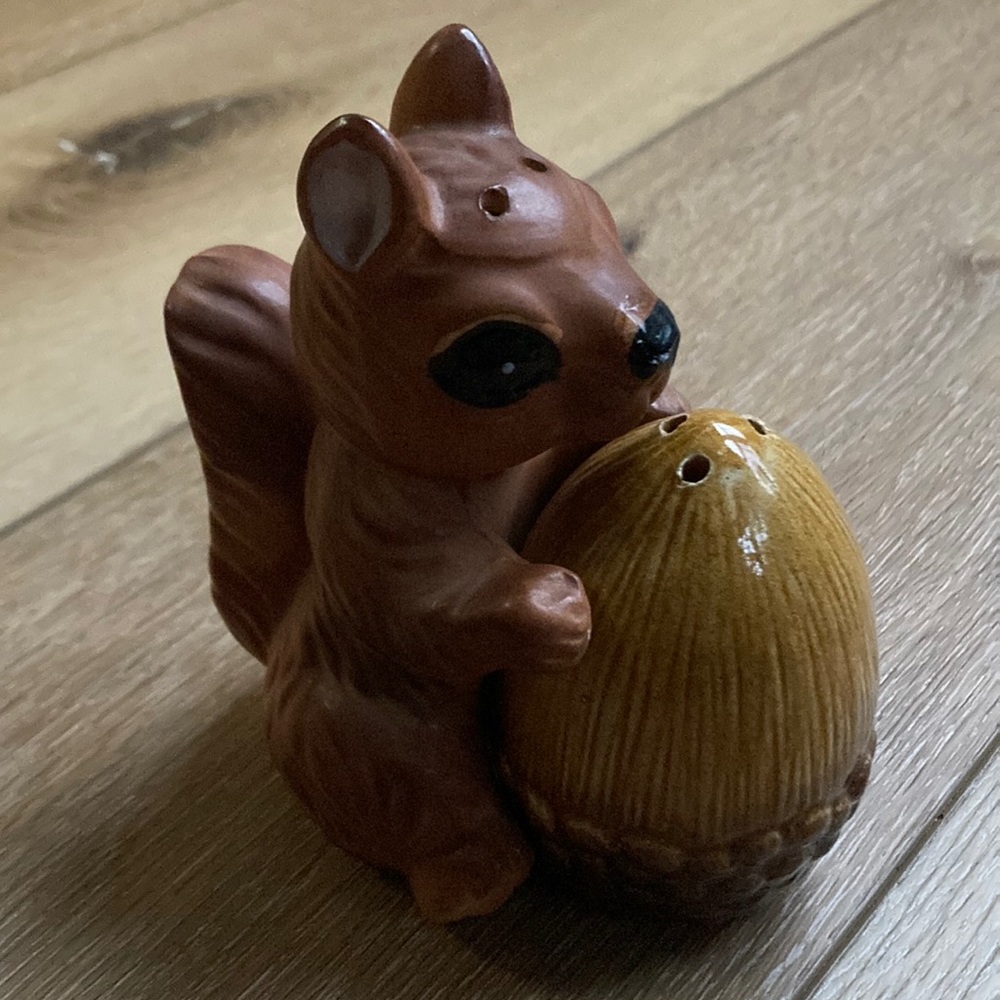 Vintage Squirrel Acorn Salt and Pepper Shakers Set Ceramic Japan